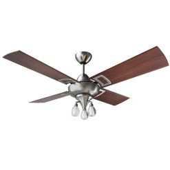 Ventilador de Techo Design Platil con Spot Juliet Due y Palas de Madera Reversibles tonos Cedro y Nogal