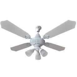 Ventilador de Techo Old British Blanco con Araña Fundición y Palas de Madera Laqueadas Blancas