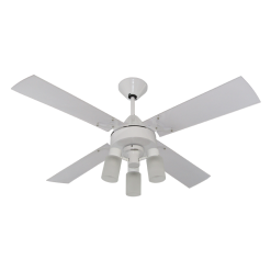 Ventilador de Techo Cosmos Blanco con Spot Cosmos T/A y Palas de Acrílico Transparentes