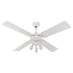 Ventilador de Techo Cosmos Blanco con Spot Cosmos Due Corto y Palas de Madera Laqueadas Blancas