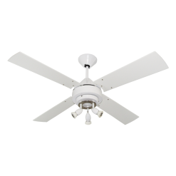 Ventilador de Techo Cosmos Blanco con Spot María RA y Palas de Madera Laqueadas Blancas