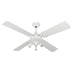 Ventilador de Techo Cosmos Blanco con Spot María T/A y Palas de Madera Laqueadas Blancas