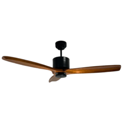 Ventilador de Techo Hemi Negro con Palas de Madera Tono Algarrobo