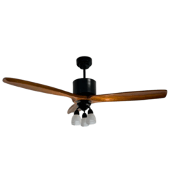 Ventilador de Techo Hemi Negro con Spot Design con Palas de Madera Tono Algarrobo