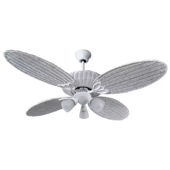Ventilador de Techo Florencia Rattan Blanco con Araña Bombé