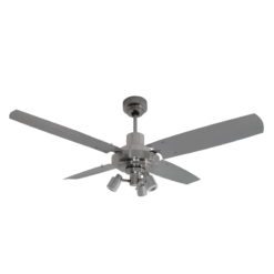 Ventilador de Techo Barcelona Platil con Spot FLP y Palas Metálicas Grises