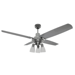 Ventilador de Techo Barcelona Platil con Spot Punta Vidrio y Palas Metálicas Grises