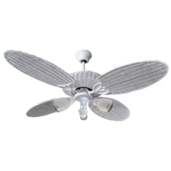 Ventilador de Techo Florencia Rattan Blanco con Araña 31 y Palas de Rattan Blancas