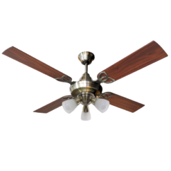 Ventilador de Techo Premium Antique con Araña Bombé y Palas de Madera Reversibles tonos Cedro y Roble