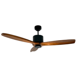 Ventilador de Techo Hemi Negro Texturado con Palas de Madera Tono Algarrobo