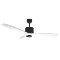 Ventilador de Techo Hemi Negro Texturado con Palas de Madera Blancas