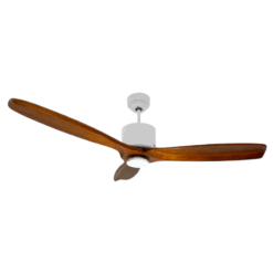 Ventilador de Techo Hemi Blanco Texturado con Palas de Madera Tono Algarrobo