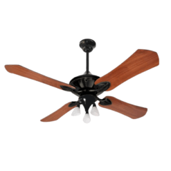 Ventilador de Techo Ibiza Negro con Spot Mini Kala y Palas de Madera Reversibles tonos Caoba y Wengue