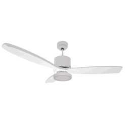 Ventilador de Techo Hemi Blanco Texturado con Plafón Redondo Luz Cálida y Palas de Madera Blancas