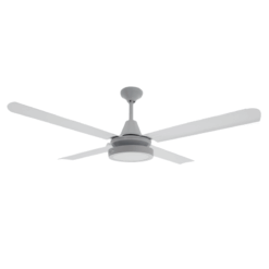 Ventilador de Techo New Albatros Blanco con Plafón Redondo 18w Texturado Luz Cálida y Palas Metálicas Blancas