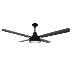Ventilador de Techo New Albatros Negro con Plafón Redondo 18w Texturado Luz Cálida y Palas Metálicas Negras
